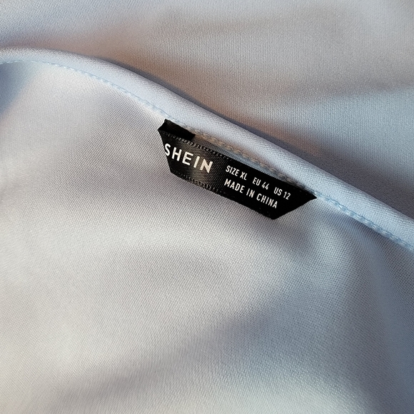 Shein Floral Applique Sheer Lantern Sleeve Dress Size Extra Large Light … - Picture 2 of 5